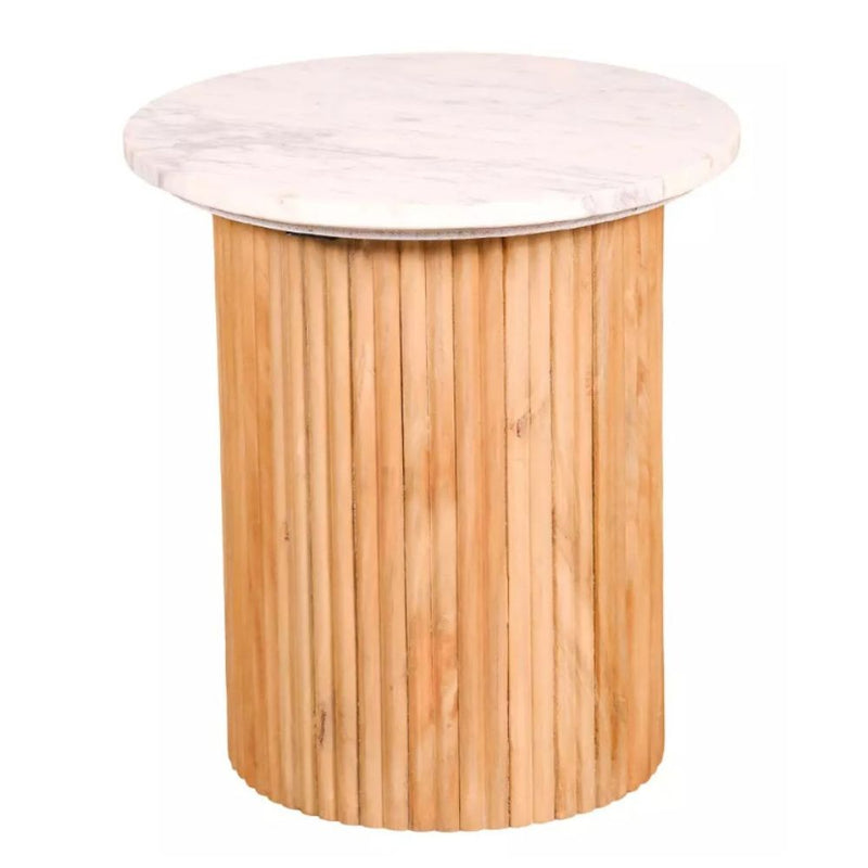 Landon Acacia Wood and Marble Side Table
