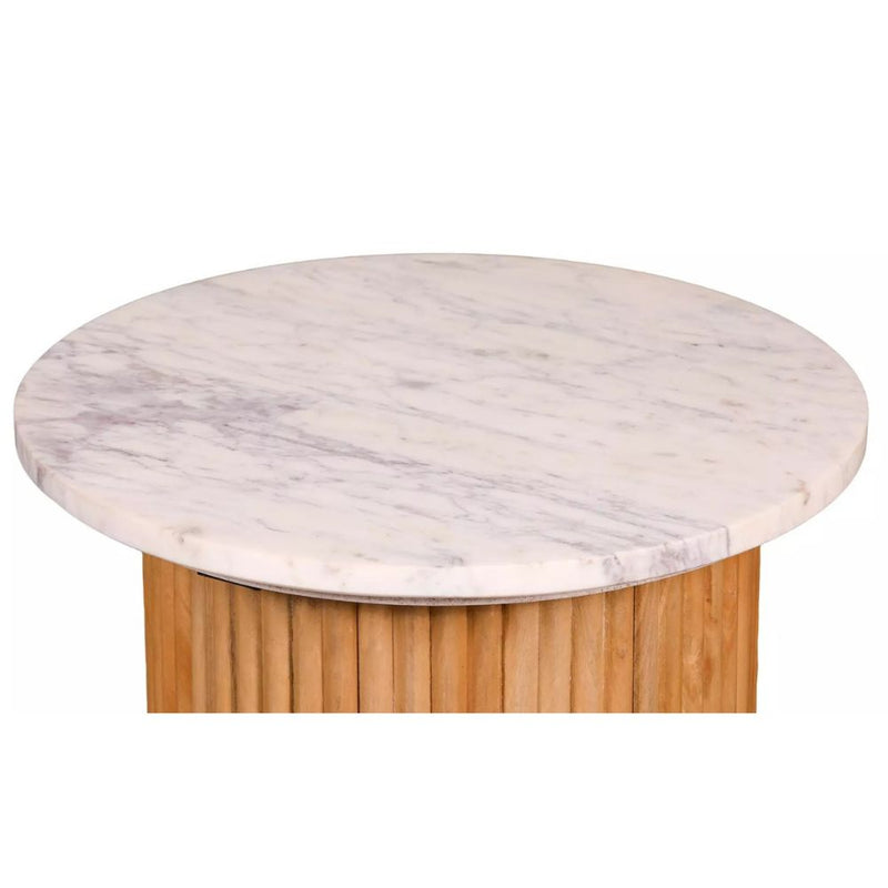 Landon Acacia Wood and Marble Side Table