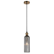 Lara Gold and Amber or Smoke or Clear Ribbed Glass Pendant Light - Pendant Light - Lighting.co.za