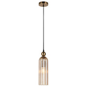 Lara Gold and Amber or Smoke or Clear Ribbed Glass Pendant Light - Pendant Light - Lighting.co.za