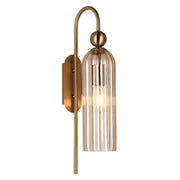 Lara Gold and Amber or Smoke or Clear Ribbed Glass Wall Light - Indoor Wall Light - Lighting.co.za