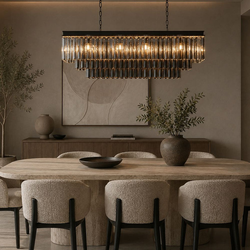 Laurel Black or Gold Rectangular K9 Crystal Chandelier - Chandelier - Lighting.co.za