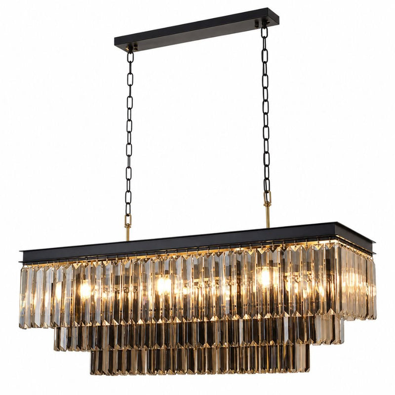 Laurel Black or Gold Rectangular K9 Crystal Chandelier - Chandelier - Lighting.co.za