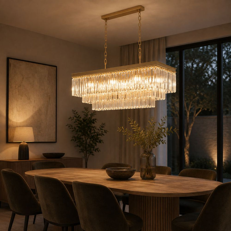 Laurel Black or Gold Rectangular K9 Crystal Chandelier - Chandelier - Lighting.co.za