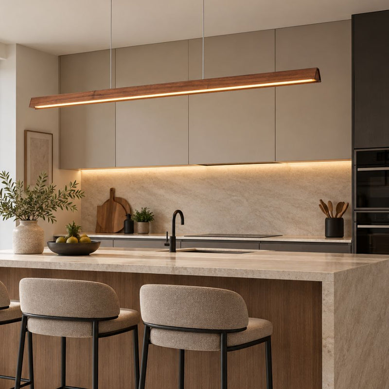 Lignum Slim Linear Wood Dimmable LED Pendant Light