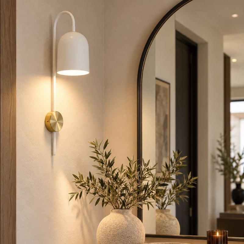 Lilia White and Gold or Silver Metal Wall Light