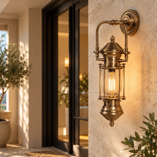 Lisbon Tall Vintage Antique Brass | Antique Silver Wall Light - Outdoor Wall Light - Lighting.co.za