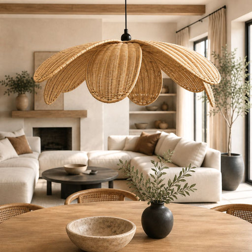 Lotus Large Natural Rattan Pendant Light - Pendant Light - Lighting.co.za