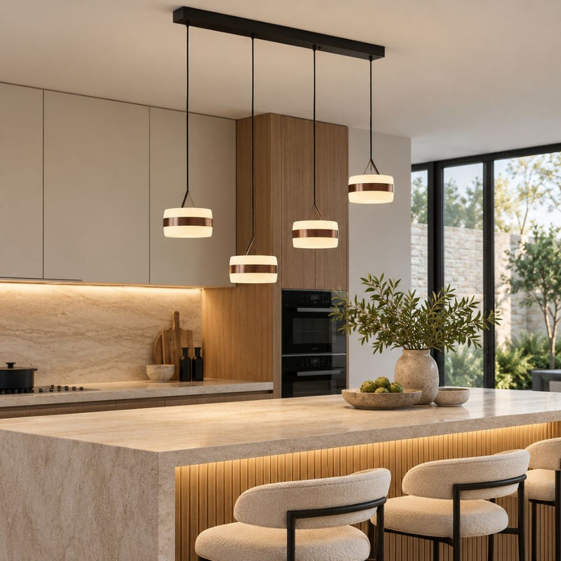 Luma Ice 4 Light Black and Gold LED Pendant Light