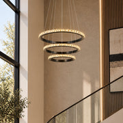 Lustre 3 Ring Black and Crystal LED Pendant Light - Pendant Light - Lighting.co.za