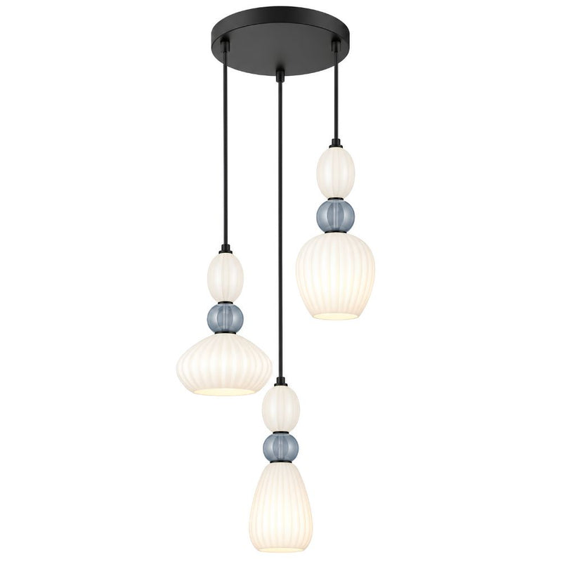 Marrabella 3 Light Ceramic and Glass Cluster Pendant Light