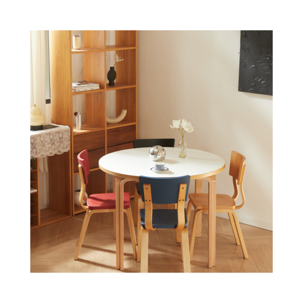 Mika Round White or Black and Natural Wood Dining Table 2 Sizes - Lighting.co.za