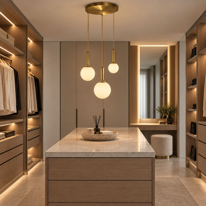 Milano 3 Light Slim Frosted White Glass and Antique Brass Pendant Light - Pendant Light - Lighting.co.za