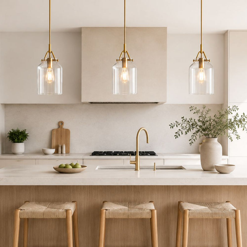 Miller Bell Clear Glass and Gold Pendant Light - Pendant Light - Lighting.co.za