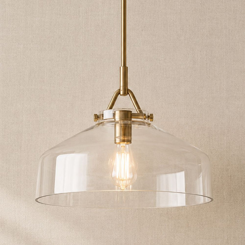 Miller Farmhouse Clear Glass and Gold Pendant Light - Pendant Light - Lighting.co.za