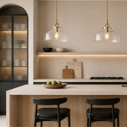 Miller Farmhouse Clear Glass and Gold Pendant Light - Pendant Light - Lighting.co.za