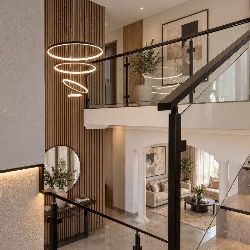 Multiple 4 or 6 Ring Black Or Gold LED Pendant Light