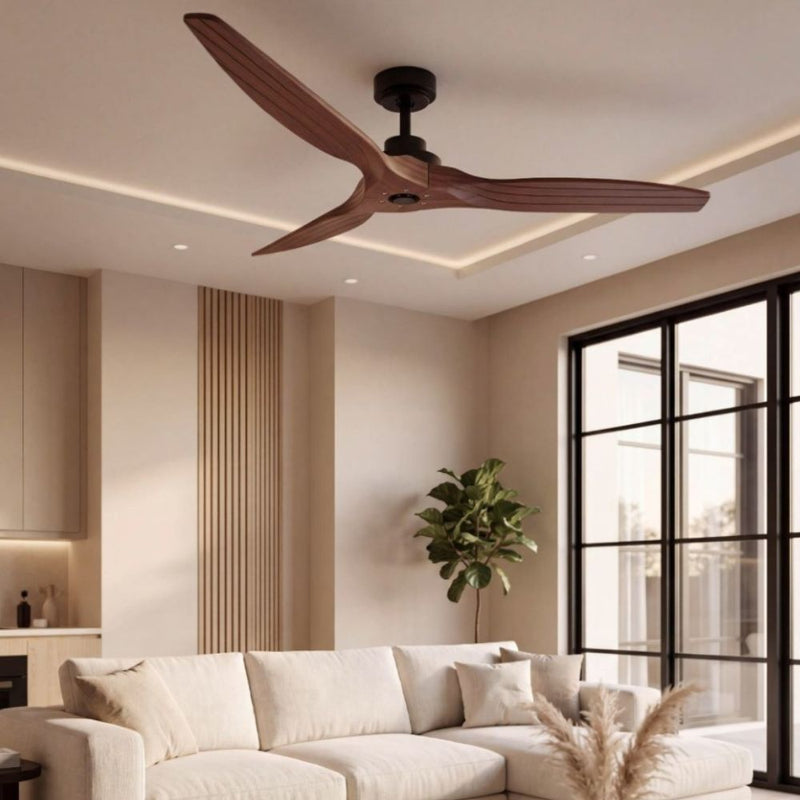 Nautica 3 Blade Black and Dark Wood Ceiling Fan Only