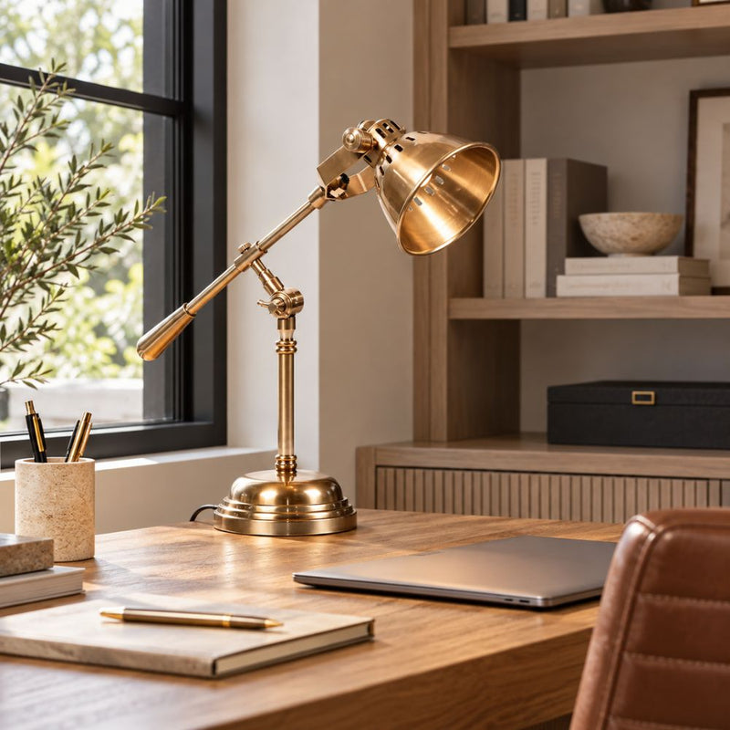 Newcastle Vintage Brass Or Silver Adjustable Desk Lamp