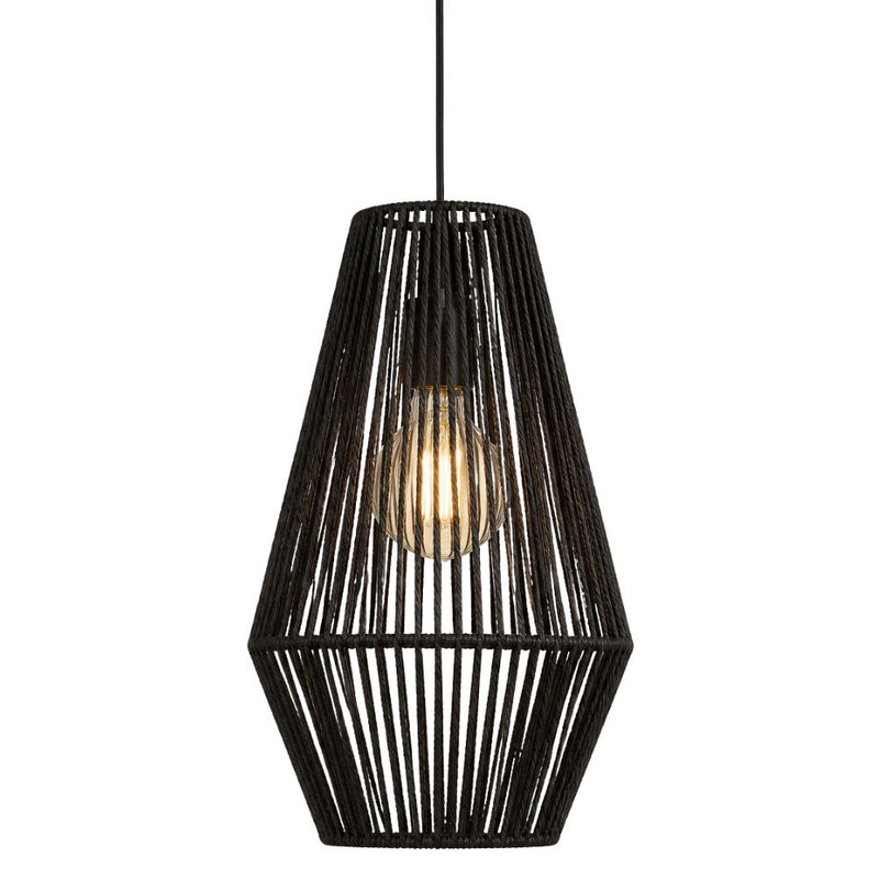 Nova Natural or Black Woven Rope String Pendant Light 2 Sizes