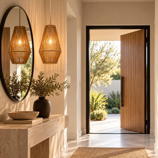 Nova Natural or Black Woven Rope String Pendant Light 2 Sizes - Pendant Light - Lighting.co.za