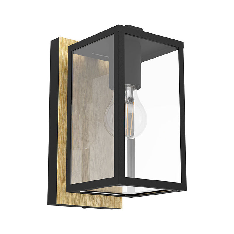Budrone Black and Natural Outdoor Wall Light - Lighting.co.za