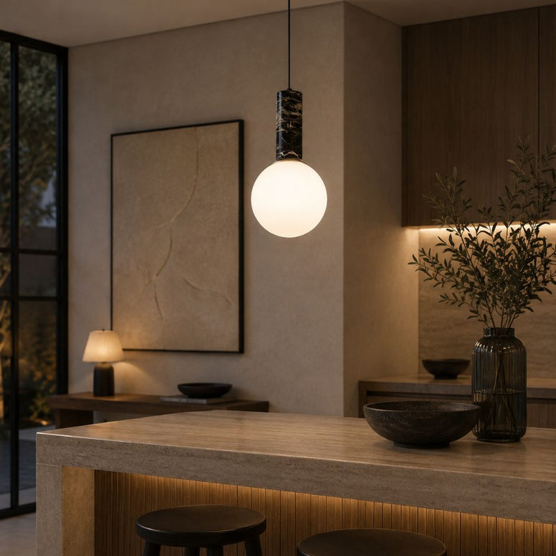 Olio Black or White Marble and Brass Look Pendant Light - Pendant Light - Lighting.co.za