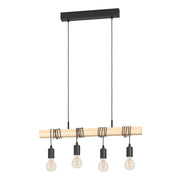 Townshend 4 Light White or Black And Wood Pendant Light - Lighting.co.za