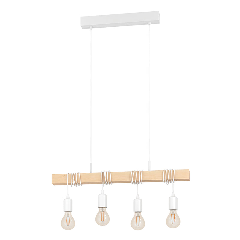 Townshend 4 Light White or Black And Wood Pendant Light - Lighting.co.za