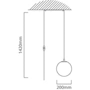 Rondo Black and Opal Round Glass Pendant Light with In-line Switch - Lighting.co.za