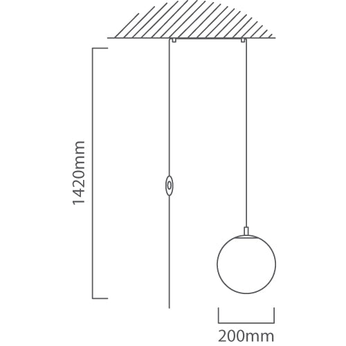 Rondo Black and Opal Round Glass Pendant Light with In-line Switch - Lighting.co.za