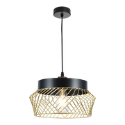 Edge Drum Black with Gold Wire Pendant Light - Lighting.co.za