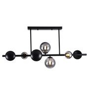 Array 4 Light Black And Smoke Glass Sphere And Stem Pendant Light - Lighting.co.za