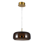 Pillbox Coffee Glass and Gold LED Pendant Light - Lighting.co.za