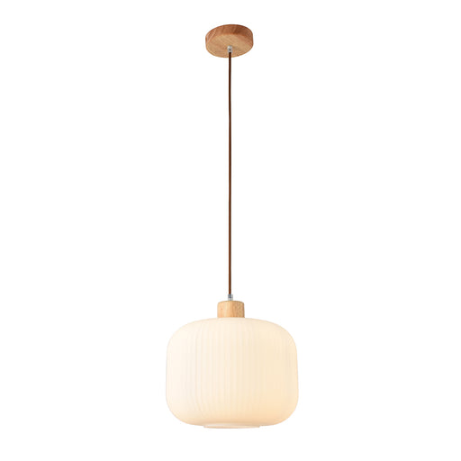 Nesta Style 1 White Glass and Wood Pendant Light - Lighting.co.za