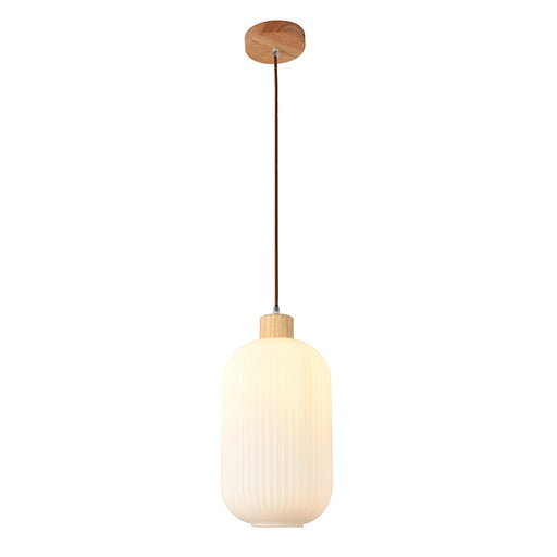 Nesta Style 2 White Glass and Wood Pendant Light - Lighting.co.za