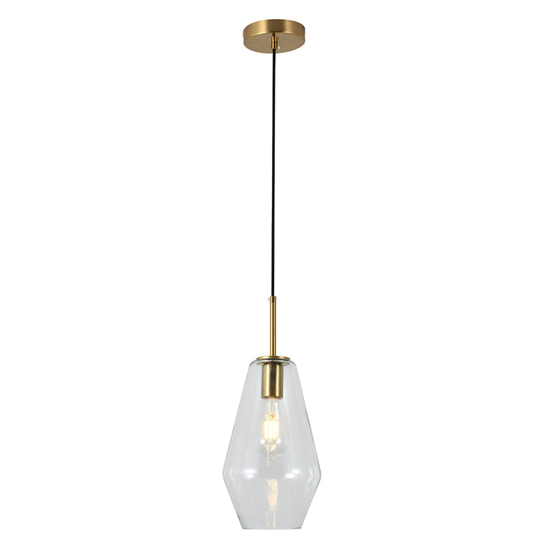 Vetra Style 1 Clear Glass and Gold Pendant Light - Lighting.co.za