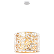 Cohen White and Gold Grid Drum Metal Shade Pendant Light - Lighting.co.za