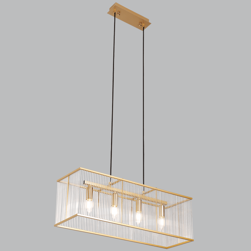 Gold Rectangular Light Strata Gold and Clear Acrylic Rectangular Chandelier — Lighting.co.za
