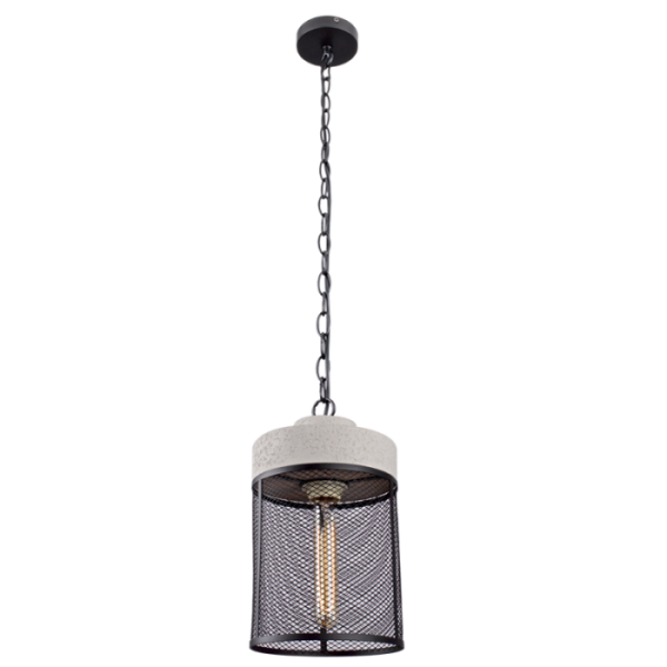 Leo Round Black Mesh and Stone Pendant Light - Lighting.co.za