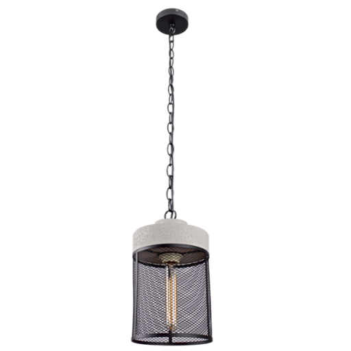 Leo Round Black Mesh and Stone Pendant Light - Lighting.co.za