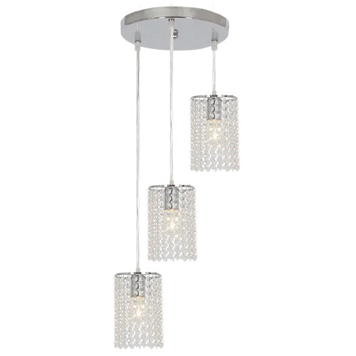 Zana Chrome and Clear Bead 3 Light Pendant - Lighting.co.za