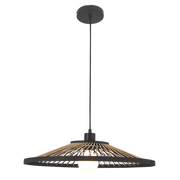 Shiri Black and Bamboo Rattan Hat Pendant Light - Lighting.co.za
