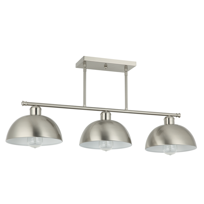 Nyla 3 Light Satin Chrome Farmstyle Pendant Light - Lighting.co.za
