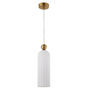 Zara Fluted White Glass and Brass Look Pendant Light - Lighting.co.za