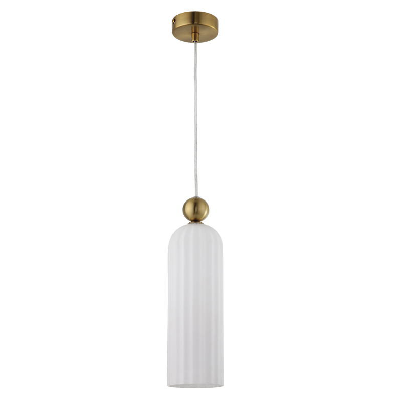 Zara Fluted White Glass and Brass Look Pendant Light - Lighting.co.za