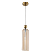 Zara Fluted Cognac Glass and Brass Look Pendant Light - Lighting.co.za