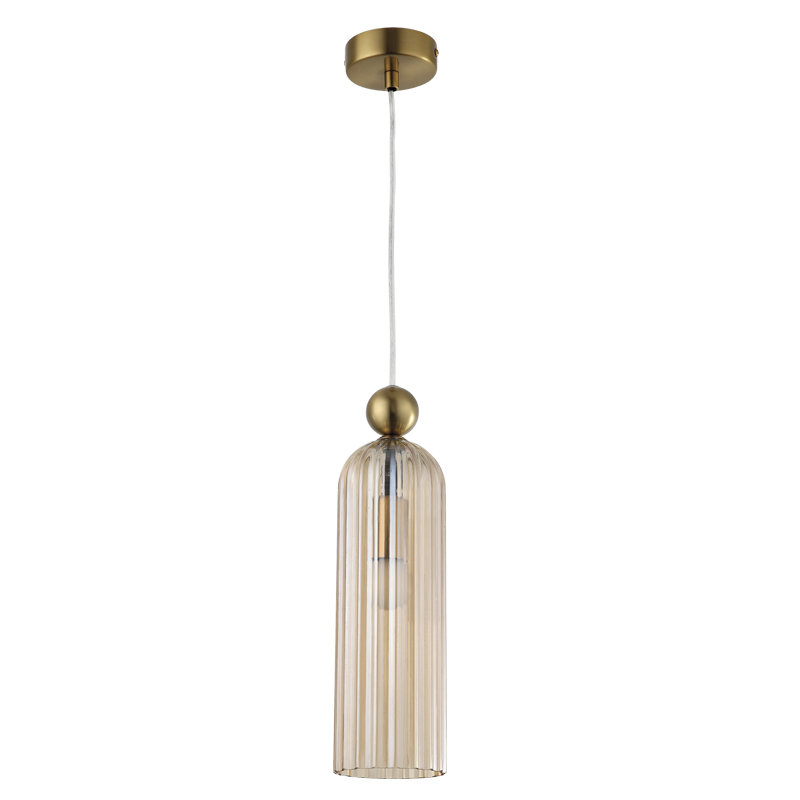 Zara Fluted Cognac Glass and Brass Look Pendant Light - Lighting.co.za