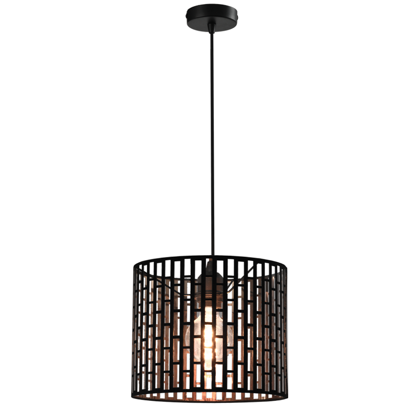 Brody Black and Gold Grid Drum Metal Shade Pendant Light - Lighting.co.za