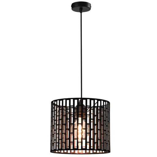 Brody Black and Gold Grid Drum Metal Shade Pendant Light - Lighting.co.za